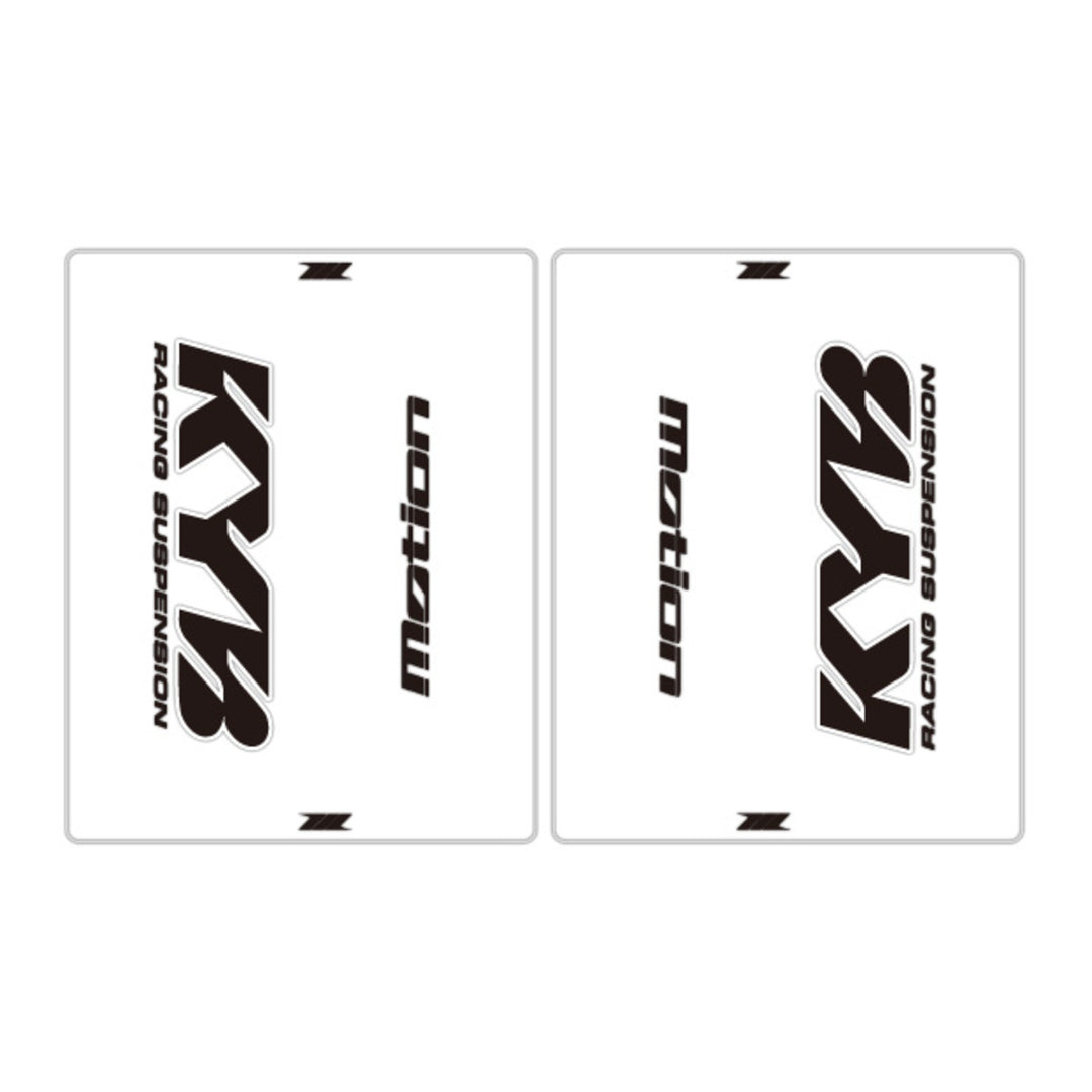 DRC Motion Front Fork Outer Decals - KYB14 (Clear / Black / White)
