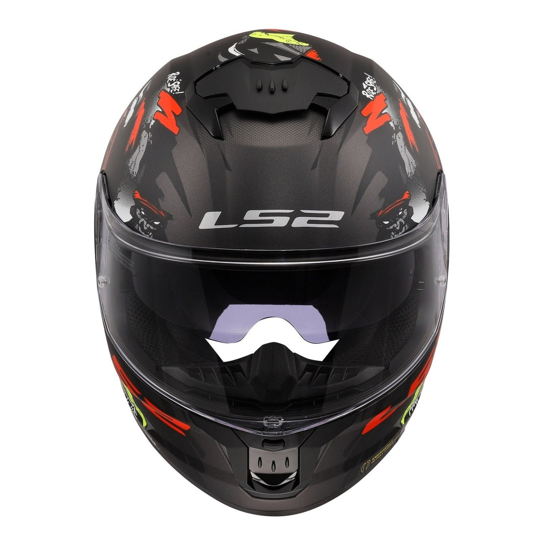 LS2 FF808 Stream II Angry Monkey Helmets - Matte Black / Red 06