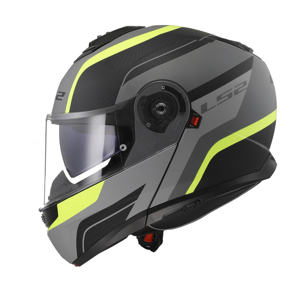 LS2 FF908 Strobe II Monza Flip Front Helmets - Matte Black / Hi-Vis Yellow 06