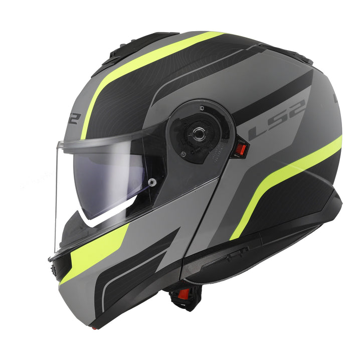 LS2 FF908 Strobe II Monza Flip Front Helmets - Matte Black / Hi-Vis Yellow 06