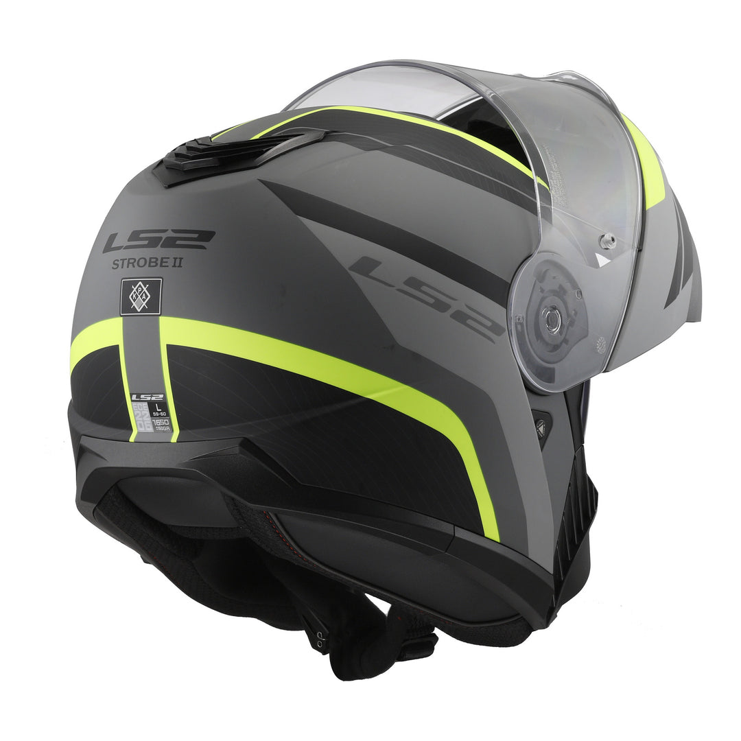 LS2 FF908 Strobe II Monza Flip Front Helmets - Matte Black / Hi-Vis Yellow 06