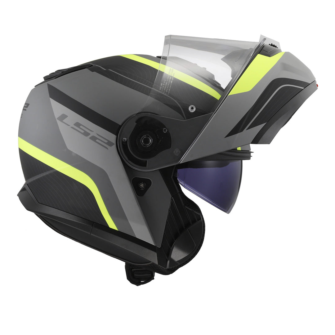 LS2 FF908 Strobe II Monza Flip Front Helmets - Matte Black / Hi-Vis Yellow 06