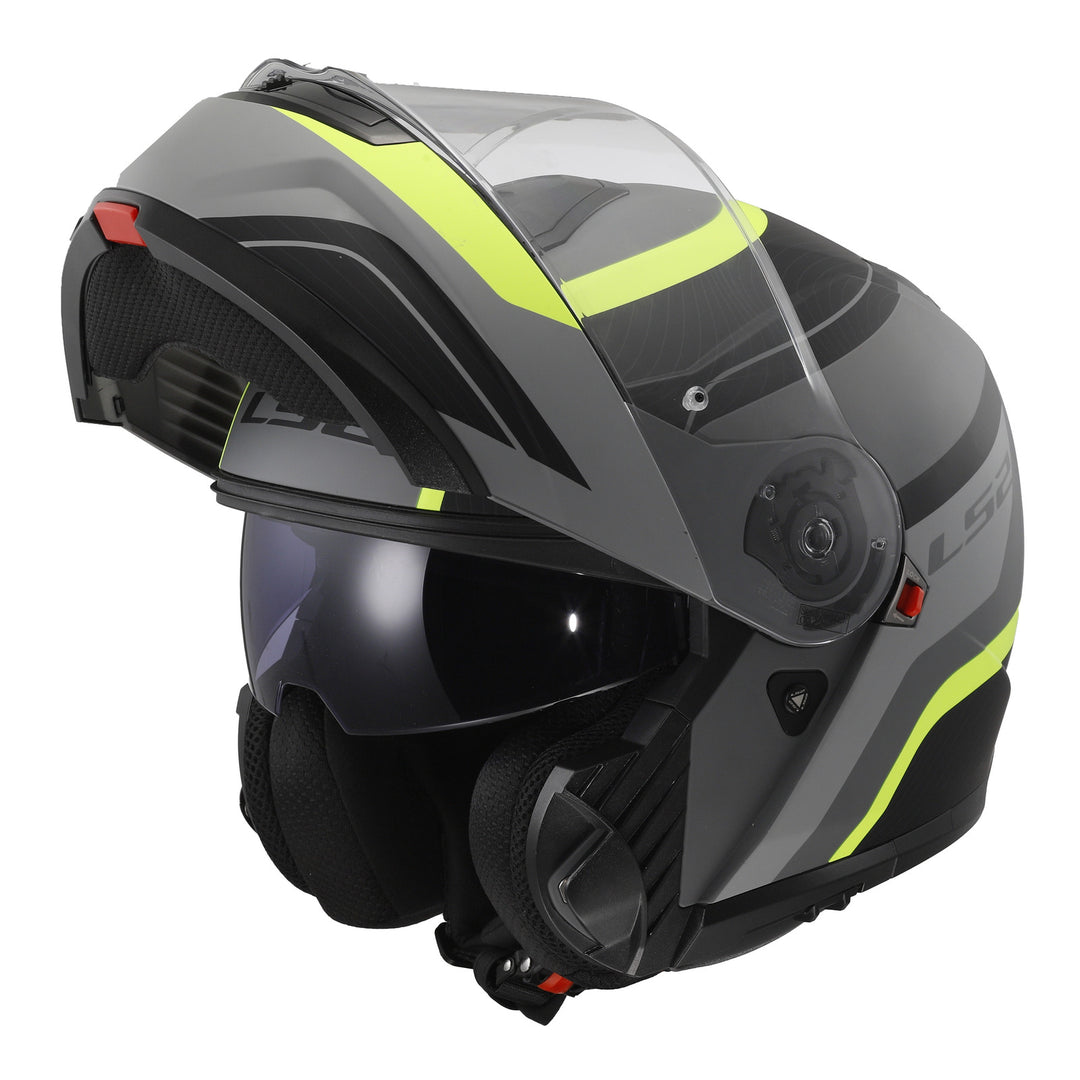 LS2 FF908 Strobe II Monza Flip Front Helmets - Matte Black / Hi-Vis Yellow 06