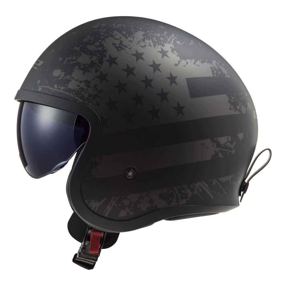 LS2 OF599 Spitfire II Black Flag Helmet - Matte Black / Titanium