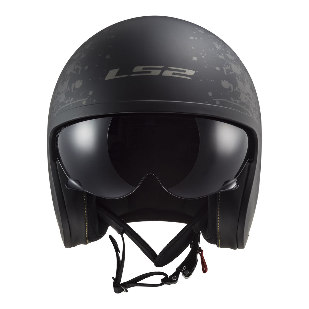 LS2 OF599 Spitfire II Black Flag Helmet - Matte Black / Titanium
