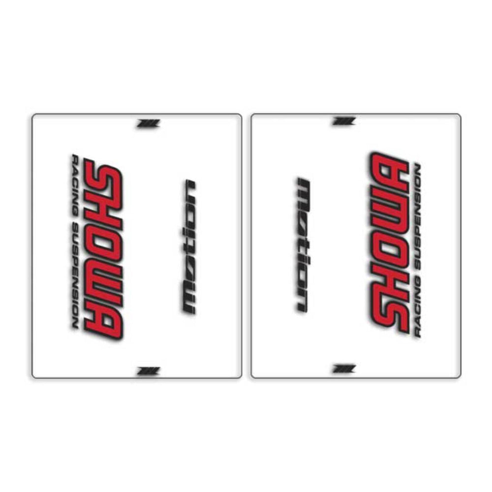 DRC Motion Front Fork Outer Decals - Showa (Clear / Red / Black)