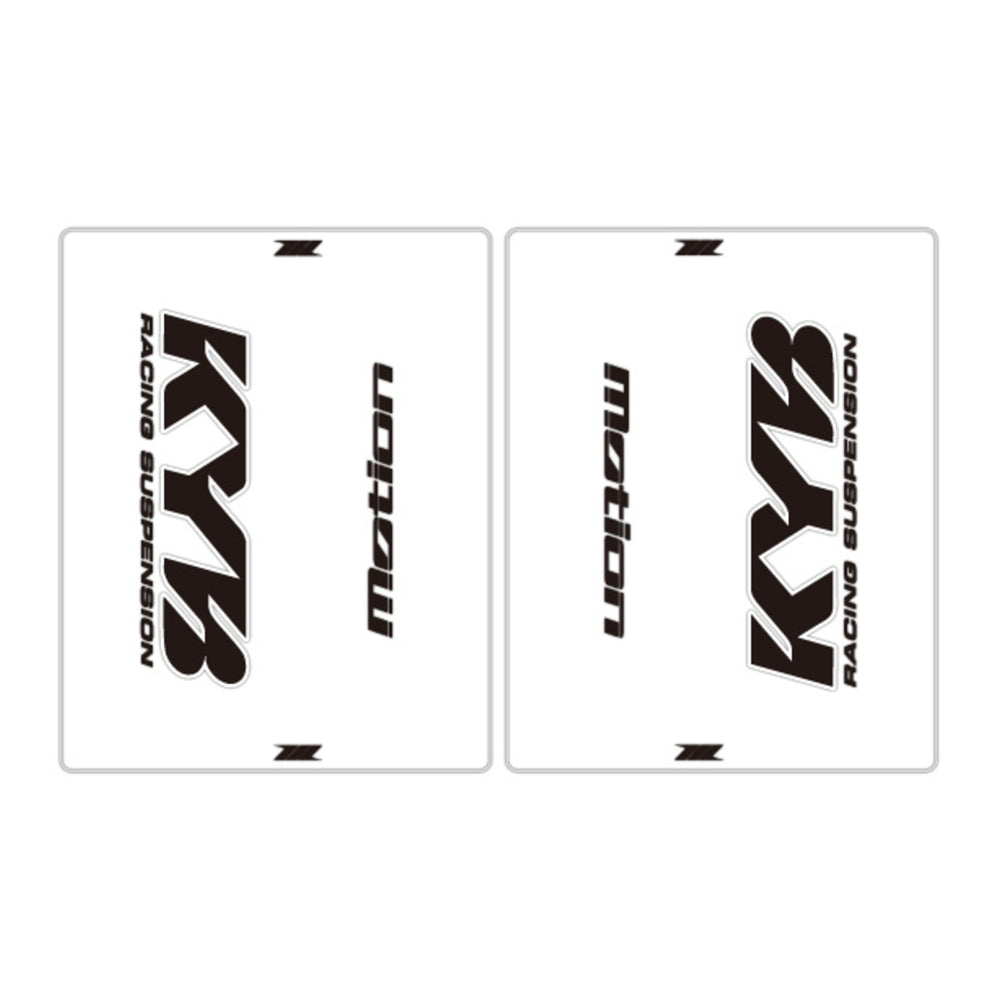 DRC Motion Front Fork Outer Decals - KYB14 (Clear / Black / White)
