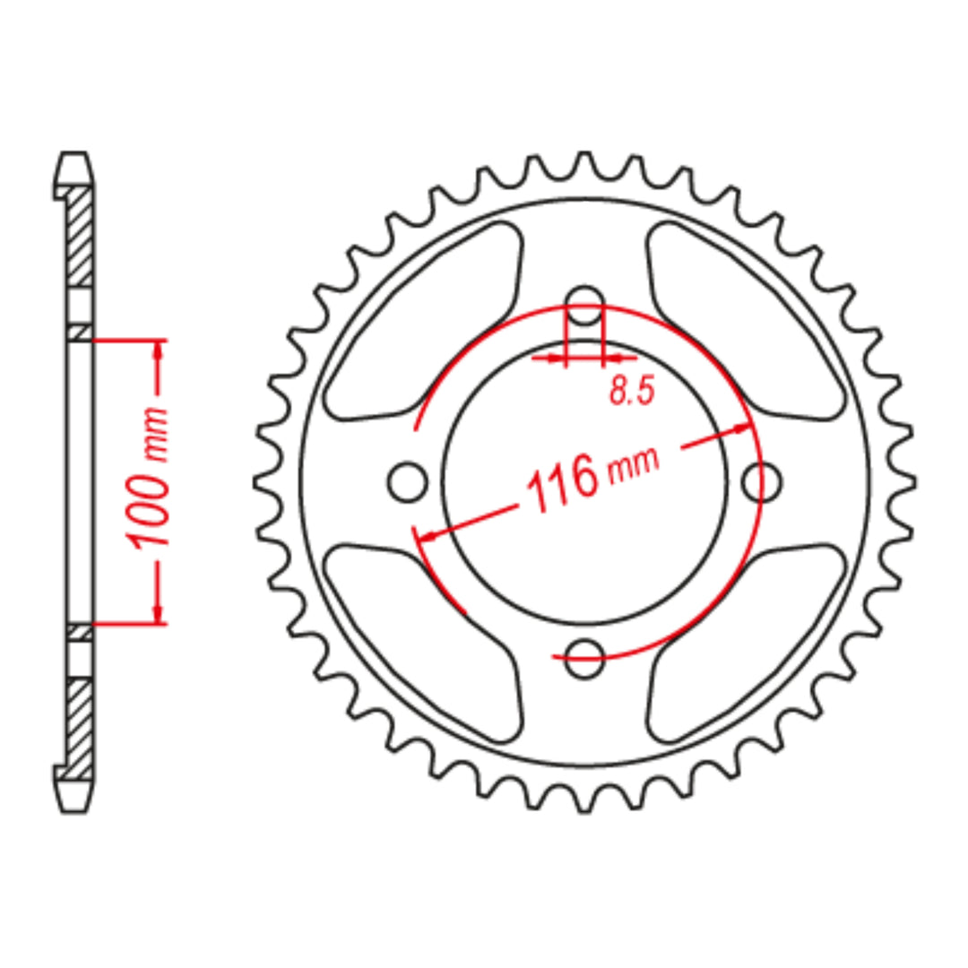 Sprocket Kit Kawasaki KLX140 Big Wheel - 428H 13/57